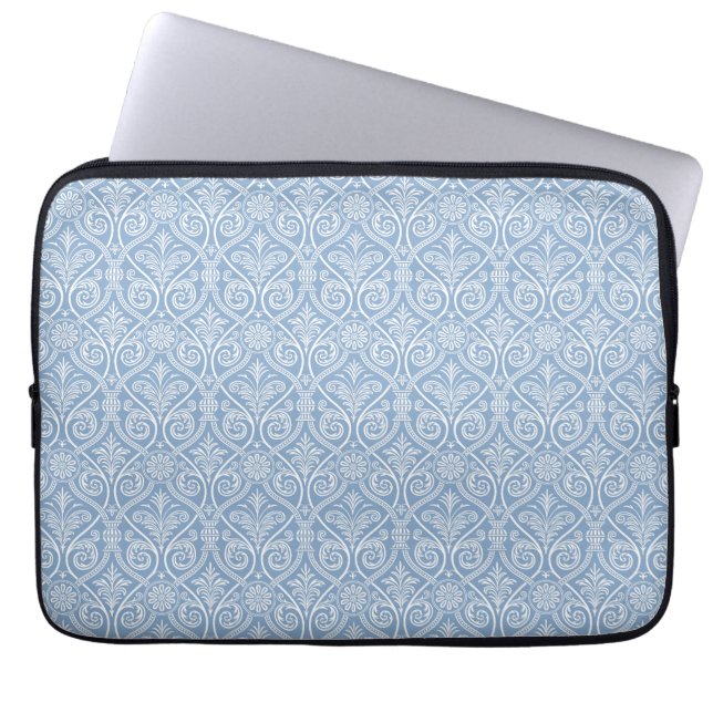 Blue Damaks Pattern-laptophoes Laptop Sleeve (Voorkant)