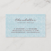 Blue Damask 1 Button Salon Spa visitekaartje (Achterkant)