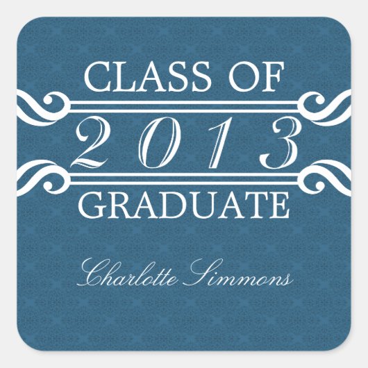 Blue  Damask 2013 Afstuderen Stickers (Voorkant)