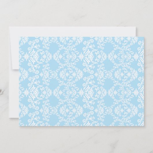 Blue Damask African American Woman Baby shower Bedankkaart (Achterkant)