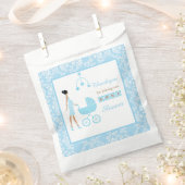 Blue Damask African American Woman Baby shower Bedankzakje (Geknipt)
