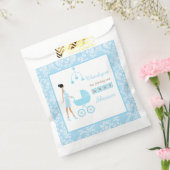 Blue Damask African American Woman Baby shower Bedankzakje (Gezegeld)