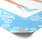 Blue Damask African American Woman Baby shower Poster (Hoek)