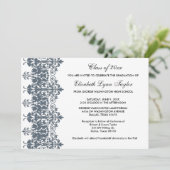 Blue Damask Afstuderen aangekondigd Kaart (Staand voorkant)