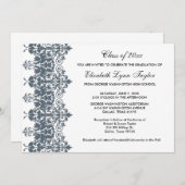 Blue Damask Afstuderen aangekondigd Kaart (Voorkant / Achterkant)