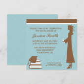 Blue Damask Afstuderen Kaart (Voorkant / Achterkant)