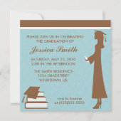 Blue Damask Afstuderen Kaart (Voorkant)