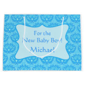 Blue Damask Baby Boy Name Persoonlijk Groot Cadeauzakje (Voorkant)