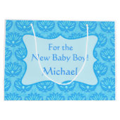 Blue Damask Baby Boy Name Persoonlijk Groot Cadeauzakje (Achterkant)