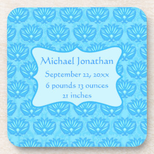 Blue Damask Baby Boy Name Persoonlijk Onderzetter