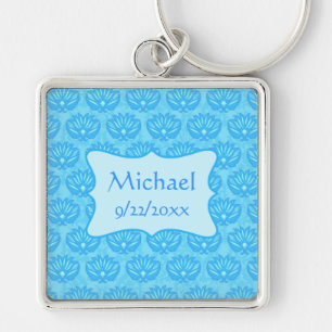 Blue Damask Baby Boy Name Persoonlijk Sleutelhanger