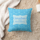 Blue Damask Baby Boy Name Persoonlijke geboorte Kussen (Deken)
