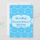 Blue Damask Baby Shower - Aangepaste uitnodiging (Voorkant)