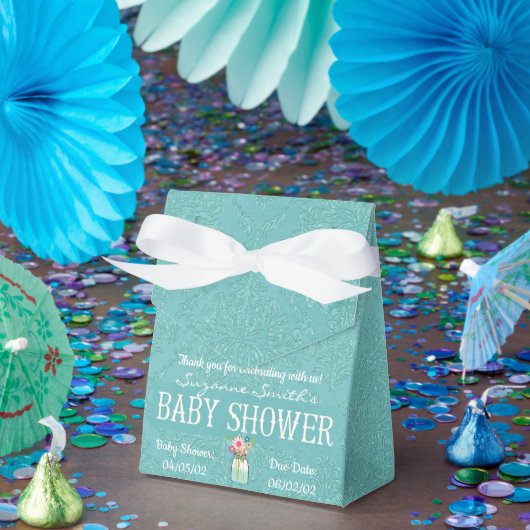 Blue Damask Baby shower Favor Box Bedankdoosjes (Feest)