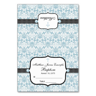 Blue Damask Baptism Christening Bevestiging Kaart