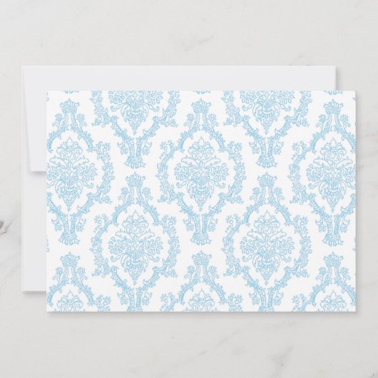 Blue Damask Baptism / Christening nodig voor jonge Kaart (Achterkant)