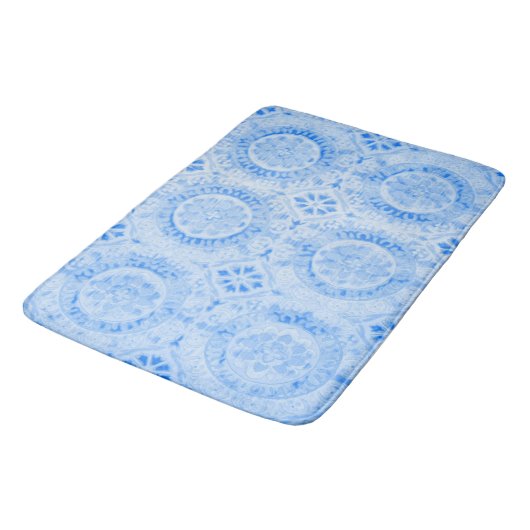 Blue Damask Bath Mat (Gekanteld)