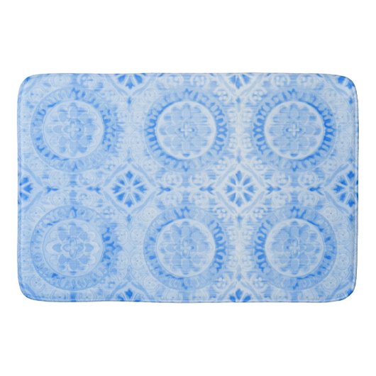 Blue Damask Bath Mat (Voorkant)
