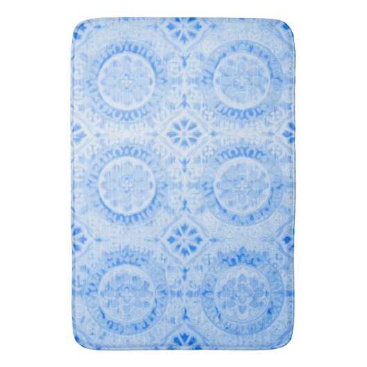Blue Damask Bath Mat (Voorkant Verticaal)
