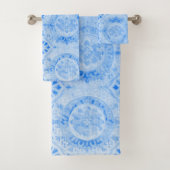 Blue Damask Bath Towel Set Bad Handdoek (Insitu)