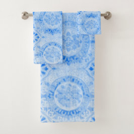 Blue Damask Bath Towel Set Bad Handdoek