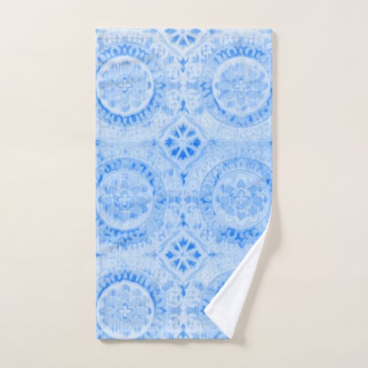 Blue Damask Bath Towel Set Bad Handdoek (Handdoek)