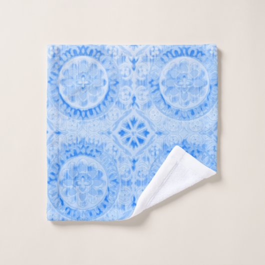 Blue Damask Bath Towel Set Bad Handdoek (Wasdoekje)
