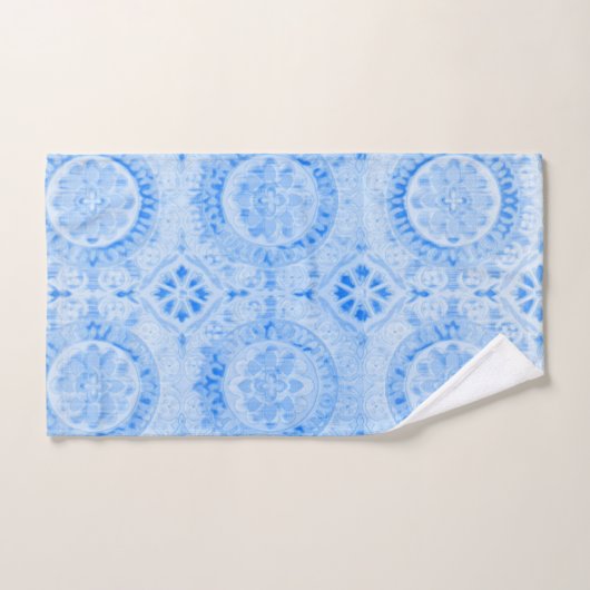 Blue Damask Bath Towel Set Bad Handdoek (Handdoek)