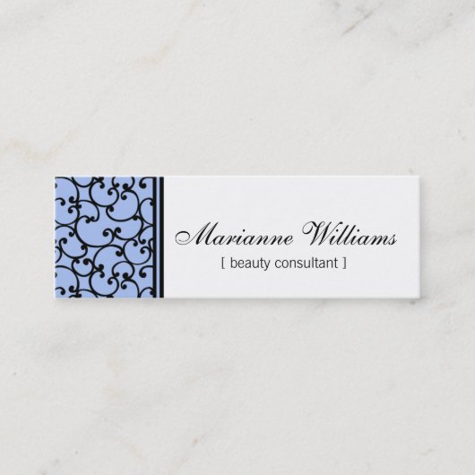 Blue Damask Beauty Micro Mini Visitekaartjes (Voorkant)