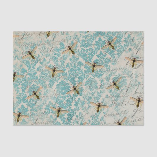 Blue Damask Bee  Tissuepapier (Voorkant)