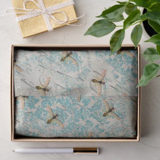 Blue Damask Bee  Tissuepapier (Geschenk)