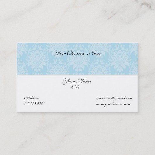 Blue Damask Bisiness Card Visitekaartje (Voorkant)