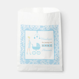 Blue Damask Blonde Woman Baby shower Bedankzakje