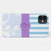 Blue Damask, Blue Stripes, Striped, Monogram Case-Mate iPhone Case (Achterkant (horizontaal))