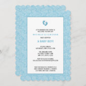 Blue Damask Boy Baby shower nodigt poten uit Kaart (Voorkant / Achterkant)