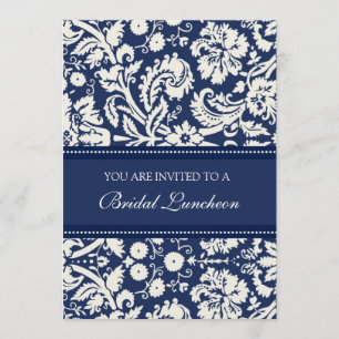 Blue Damask Bridal Luncheon Invitation Cards Kaart
