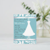 Blue Damask Bridal Shower Invitation Kaart (Staand voorkant)