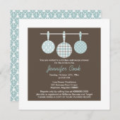 Blue Damask Bridal Shower-uitnodigingen Kaart (Voorkant / Achterkant)