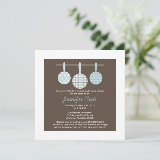 Blue Damask Bridal Shower-uitnodigingen Kaart (Staand voorkant)