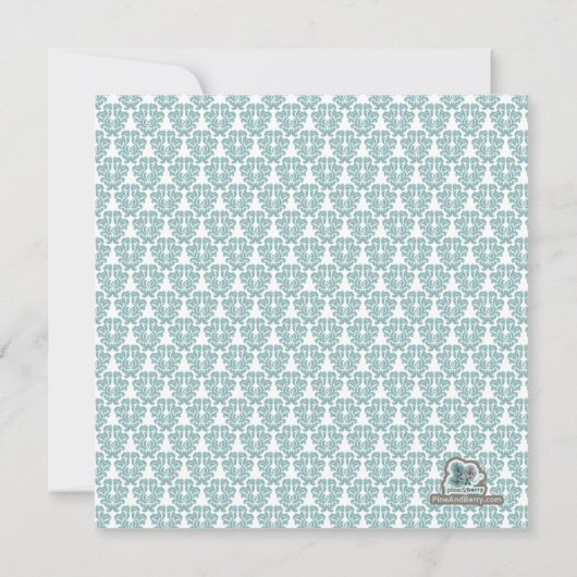 Blue Damask Bridal Shower-uitnodigingen Kaart (Achterkant)