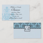 Blue Damask Bride & Groom Contactgegevens Kaart Contactkaartje (Voorkant / Achterkant)