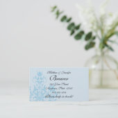Blue Damask Bride & Groom Contactgegevens Kaart Contactkaartje (Staand voorkant)