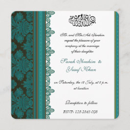 Blue Damask Brocade Muslim bruiloft Kaart