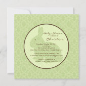 Blue Damask Bunny Baby shower Invitation Neutral Kaart (Voorkant)