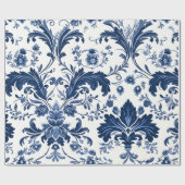 Blue Damask Cadeaupapier (Vlak)