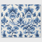 Blue Damask Cadeaupapier (Vlak)