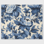 Blue Damask Cadeaupapier (Vlak)