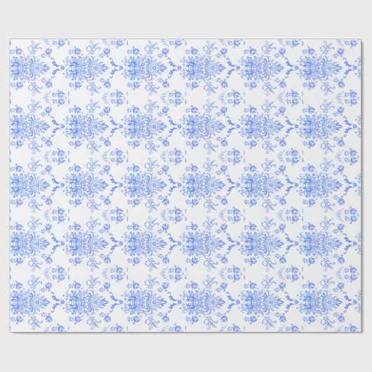 Blue Damask Cadeaupapier (Vlak)