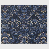Blue Damask Cadeaupapier (Vlak)