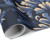 Blue Damask Cadeaupapier (Rol Hoek)